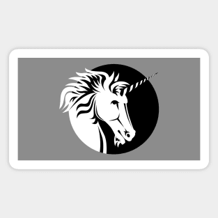 Unicorn Head - Black & White Magnet